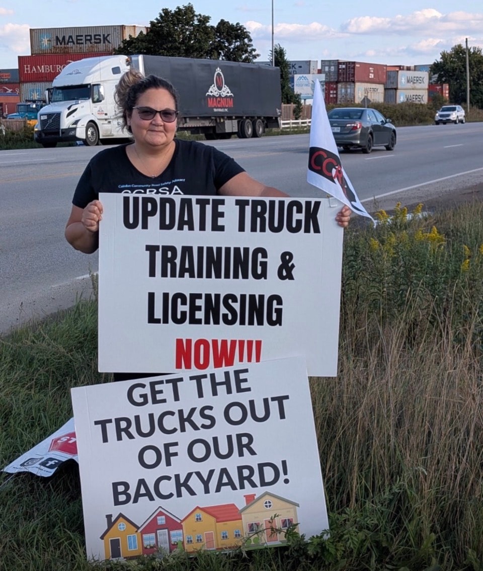Carmela advocating for truck safety and community road improvements